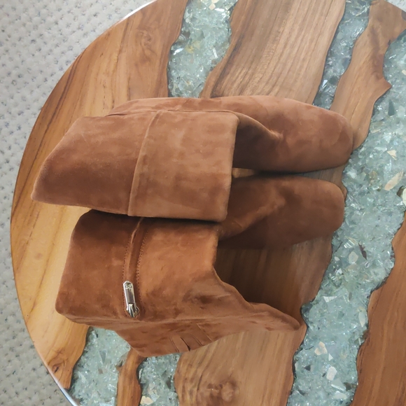 NWT square toe pecan Suede Sam Edelman high heels boots 8.5 - Picture 8 of 8